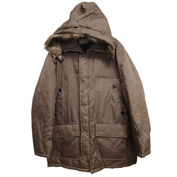Fingerhut Arctic Parka Jacket Men's L Brown Hood Thermal Pockets Winter Gorpcore - Picture 2 of 16